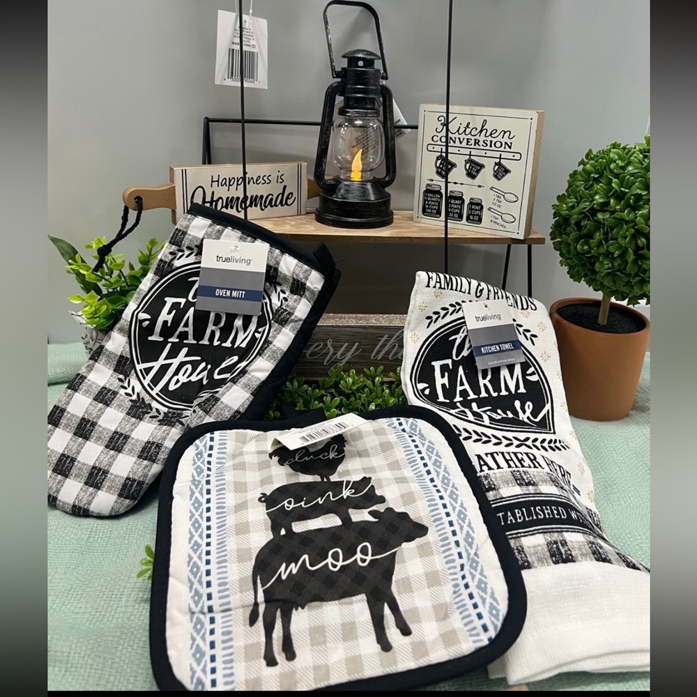 Farmhouse kitchen towel set 3Pcs